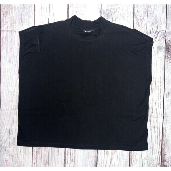 Athleta Shirt Women's Pullover Oversize Black Preppy Casual Mock Neck Size XL - Picture 1 of 8